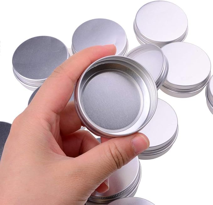 30 ml（1 oz）24 Pack Silver Aluminum Round Lip Balm Tin Storage Jar Containers with Screw Cap for Lip Balm, Cosmetic, Candles