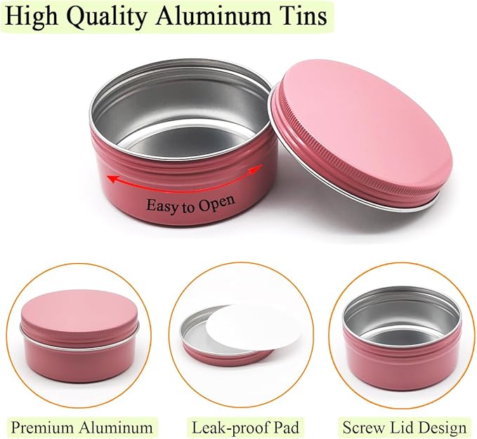 6pcs 150ml Aluminum Tin Jars with Screw Cap Lids, Empty Refillable Makeup Lip Balm Containers Round Travel Jars Cosmetics Pots Metal Cans for DIY Crafts Salve Cream Candle Powder Tea Beads