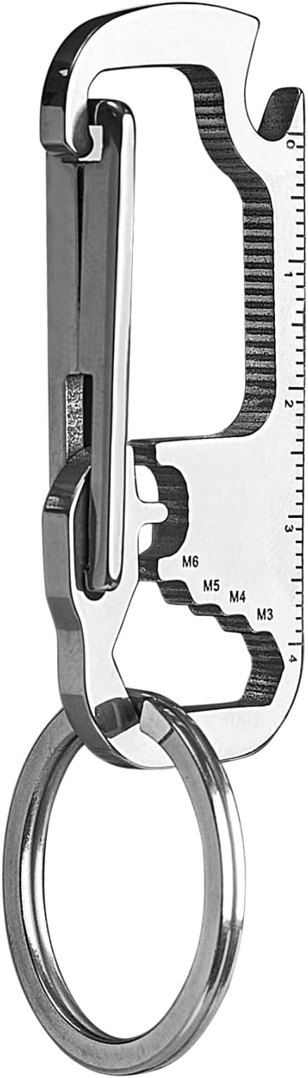 Keychain Carabiner with Bottle Opener, Stainless Steel Carabiner Clip for Car Keys, Mini Multitool Keychain Clip for Men Belt Hook, Heavy Duty Key Chain Ring Clip