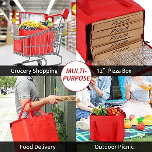 X-Large Insulated Reusable Grocery Shopping Bags, Black+Red, 2 Pack - Image 5