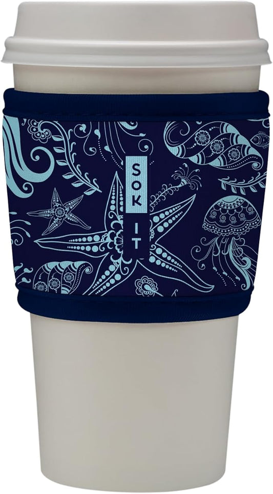 Sok It HotSok Coffee & Tea Reusable Insulated Neoprene Cup Sleeve (Ocean Oasis)