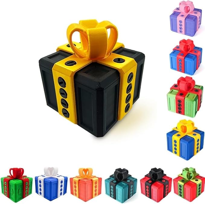 The Prank Box Funny Christmas Gifts Box Annoying Hilarious Screw Challenge with Surprise 3D Printed Screw Gifts Boxes Ideal for Birthday, Christmas (Black and yellow)