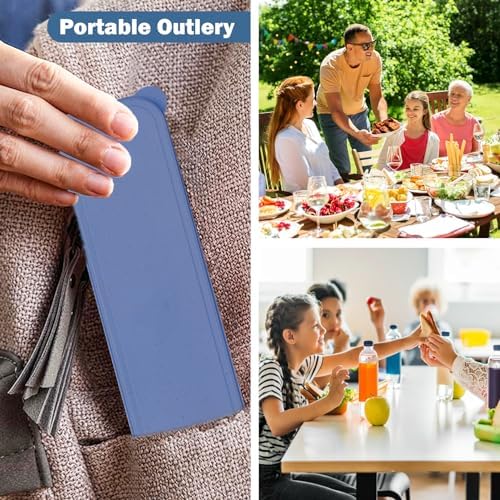 8 Sets Portable Cutlery Set,Reusable Travel Utensils with Case - Image 4