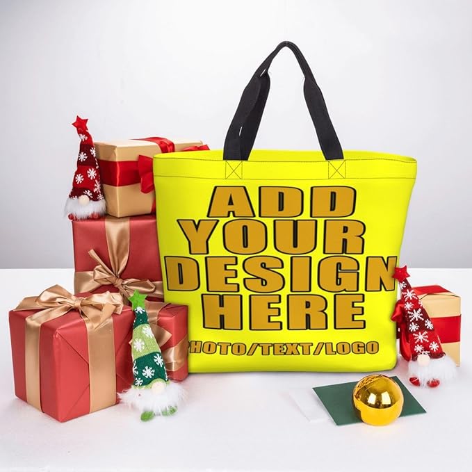 Custom Large Black Tote Bag With Pocket Extra Large Reusable Grocery Bags
