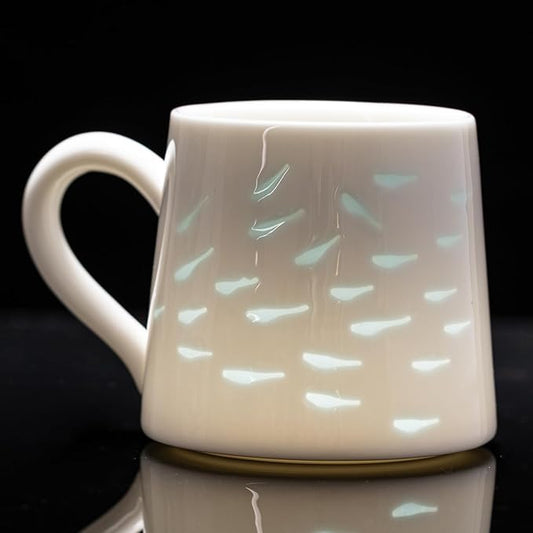 10.6oz Premium Jadeite Ceramic Coffee Mug, Handcrafted Fish Pattern Cute Ceramic Mug - 1340℃ High-Fire Lead-Free Mug for Morning Coffee/Afternoon Tea, Unique Gift | Microwave & Dishwasher Safe