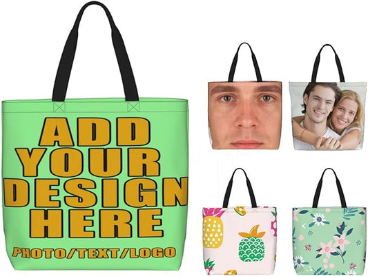 Custom Large Black Tote Bag With Pocket Extra Large Reusable Grocery Bags