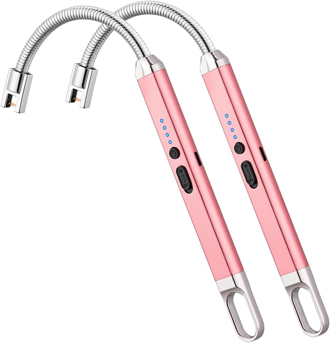 MEIRUBY 2Pack Electric Candle Lighter, Birthday Christmas Stocking Stuffers Gifts for Women Mom Men Wife Sister, USB Arc Rechargeable Windproof Long Lighter for Candle BBQ Housewarming Gift Idals