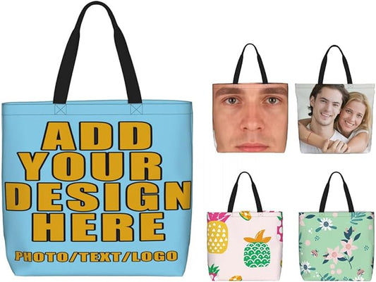 Custom Large Black Tote Bag With Pocket Extra Large Reusable Grocery Bags