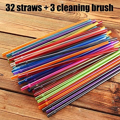 ALINK 35-Pack Tritan Hard Plastic Reusable Straws with Cleaning Brush, 10.5 in Long Thick Unbreakable Straws for 30 OZ Tumblers, Mason Jar, Yeti, Tervis - Image 5