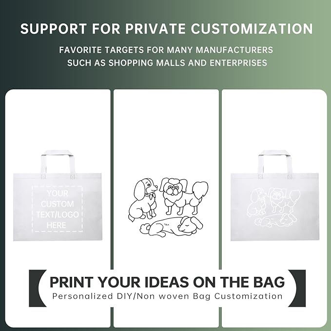 Custom Tote Bags Set of 50, Bulk Pack Grocery Shopping Travel Business Activities advertisement Reusable Bag