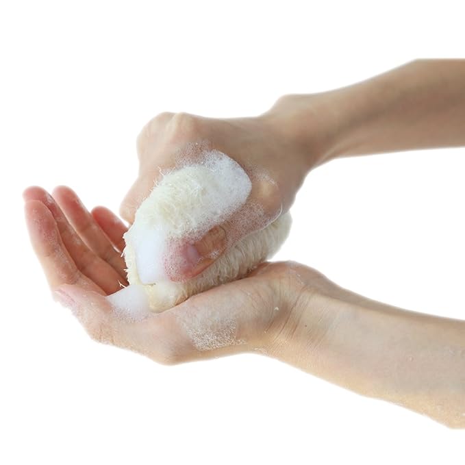 4" Natural Loofah Exfoliating Body Sponge Scrubber, Plant-Based Organic Loofa Luffa for Men & Women Skin Care Bath Shower Cleaning Back & Fac, Natural Sponges for Dishes, Pack of 4