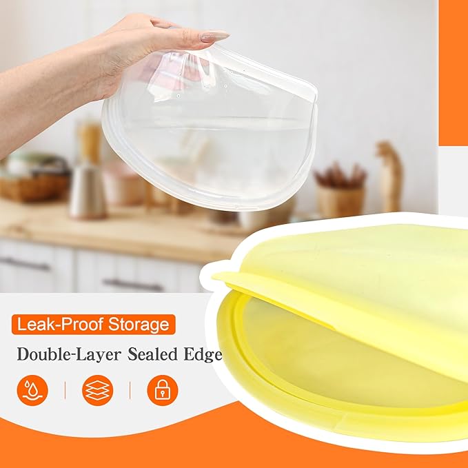 Platinum Silicone Reusable food storage Bags Multipack - 8 Pcs clear freezer storage containers, Double Lock Seal Leakproof reusable snack bags- Oven Dishwasher Freezer Safe - Mix Color