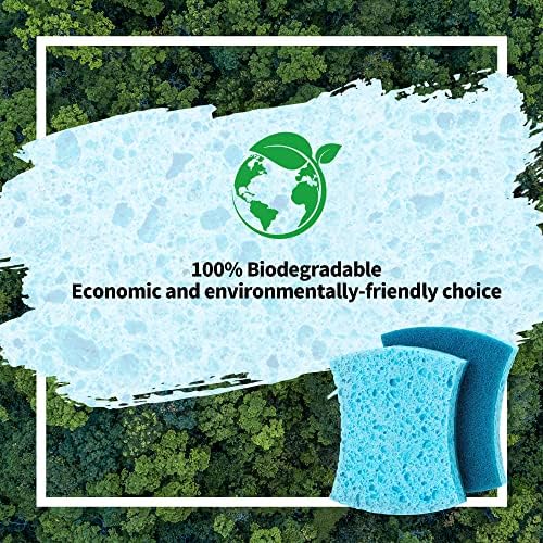 Non-Scratch Cellulose Scrub Sponges 24 Pack, Kitchen Sponge with Double-Side & Ergonomic Design. Sturdy Sponge for Dishes, Coated Cookware, Sink, Countertops. - Image 7
