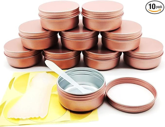 10pcs 80ml Aluminum Tin Jar, 80g Refillable Makeup Container, 80 Gram Screw Lid Round Can Sample Pot Travel for Cosmetic DIY Handmade Lip Balm Cream Salve Bead Toner Candle Paint, Matt-Pink