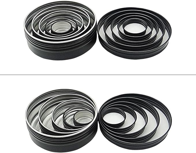 5pack 60ml Aluminum Tin, 1oz Black Metal Jar with Screw Lid, 30ml Empty Makeup Lip Balm Container Travel Cosmetic Pot Cans for DIY Cream Candle Powder Tea Beads (5/15/30/60/100ml, mixed size)