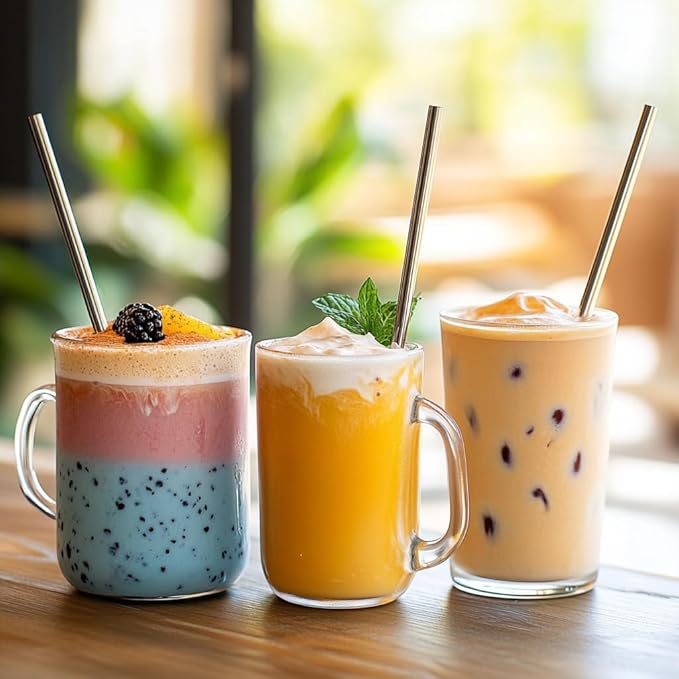 Eco-Friendly Reusable Stainless Steel Straw Set – 3-Piece Travel Kit with Cleaning Brush & Portable Case – Ideal for Smoothies, Cold Drinks, Boba Tea & Eco-Conscious Living