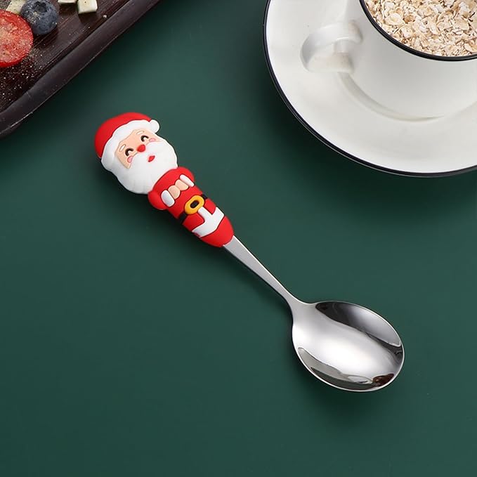Christmas Utensil Set | Reusable Portable Cutlery Set | Stainless Steel Knife Fork Spoons Gift Box | Includes Themed Utensils (Tree/Santa/Deer/Snowman) | Ideal Christmas Gift