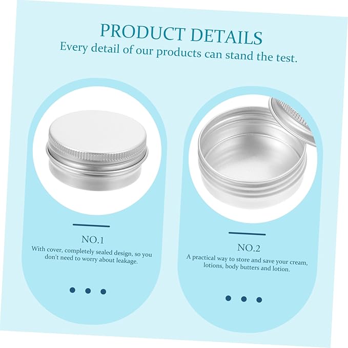 50Pcs Small Aluminum Spiral Lid Boxes Cream Lotion Containers Portable Refillable Storage Tins for Travel Camping Cosmetics