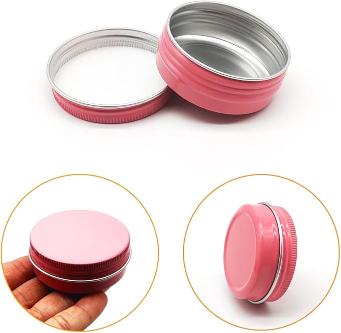 12pcs 1oz 30ml Aluminum Tin Jar, 30g Refillable Makeup Container, 30 Gram Pink Screw Lid Round Can Sample Pot for Cosmetic DIY, Lip Balm, Cream, Salve, Toner, Candle, Free Spatulas +Lables