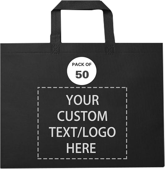 Custom Tote Bags Set of 50, Bulk Pack Grocery Shopping Travel Business Activities advertisement Reusable Bag
