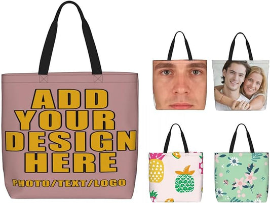 Custom Large Black Tote Bag With Pocket Extra Large Reusable Grocery Bags