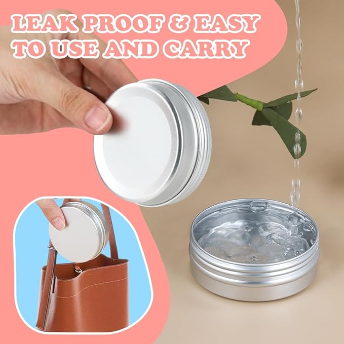 YQ 60 Pack 2oz Tins with Lids, Refillable Salve Tins, Thick 2 oz Tin with Labels, Screw Lid 2oz Tin, Aluminum Round Salve Containers, for Lotions, Balms, Salve, Candle(Silver)