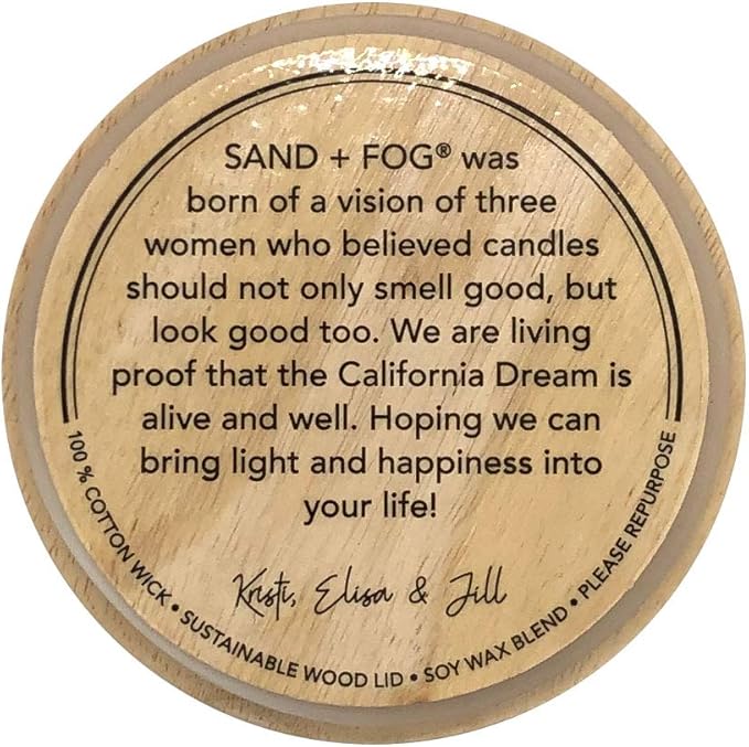 Sand + Fog Scented Candle -Tahitian Vanilla – Additional Scents and Sizes – 100% Cotton Lead-Free Wick - Luxury Air Freshening Jar Candles - Perfect Home Decor – 12oz