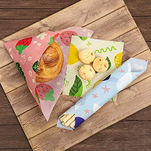 Akeeko Reusable Beeswax Food Wraps - Assorted 9 Packs, Reusable, Plastic-Free Food Storage, 4 Small, 3 Medium, 2 Large Wraps with Assorted Fruits Pattern - Image 4