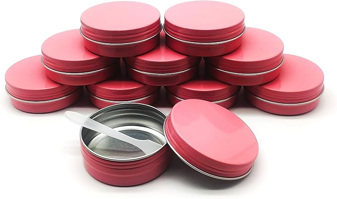 10pcs 60ml Round Lip Balm Tin Cans, 60 Gram Aluminum Tins Cosmetic Sample Containers with Screw Lid, 60g Metal Empty Tins Storage Travel Jars for Salves, Lip Balms, Face Cream, Candle, Tea
