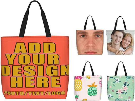 Custom Large Black Tote Bag With Pocket Extra Large Reusable Grocery Bags