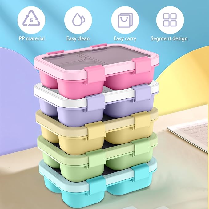 2 Pack Bento Lunch Box,Bento Box for Adults,29oz with 3 Compartments lunch box,for Trvael (Pink & Purple)
