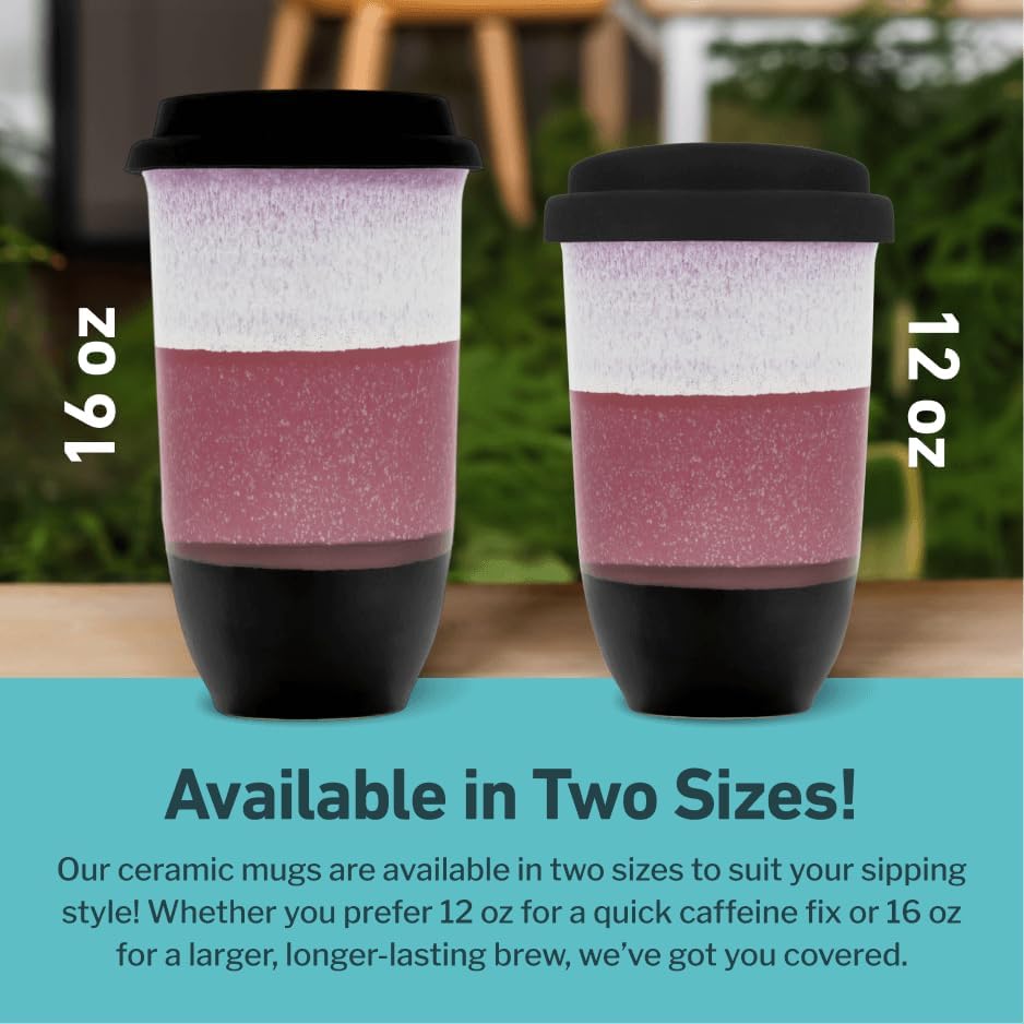NOVA CERAMICS Coffee Travel Mug – Reusable Coffee Cup – Microwave & Dishwasher Safe Coffee Green Tumbler - Gifts For Women Men Him Her – 16oz – Eclipse - Image 5