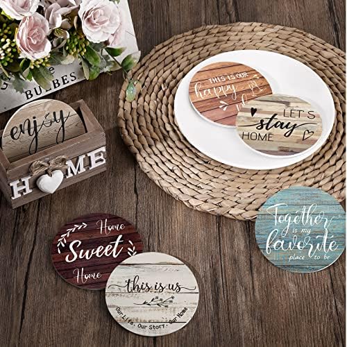 Queekay House Warming Gifts New Home Farmhouse Coasters Set of 6, Mixed - Image 5