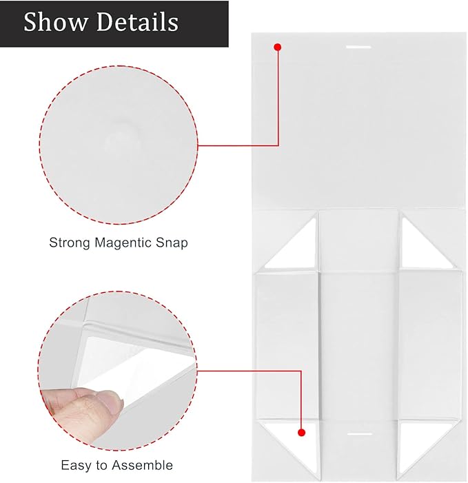 DaiJoob Large White Gift Box with Lid for Presents 13x9x4 Inch with Ribbon and Magnetic Closure (Pack of 1)