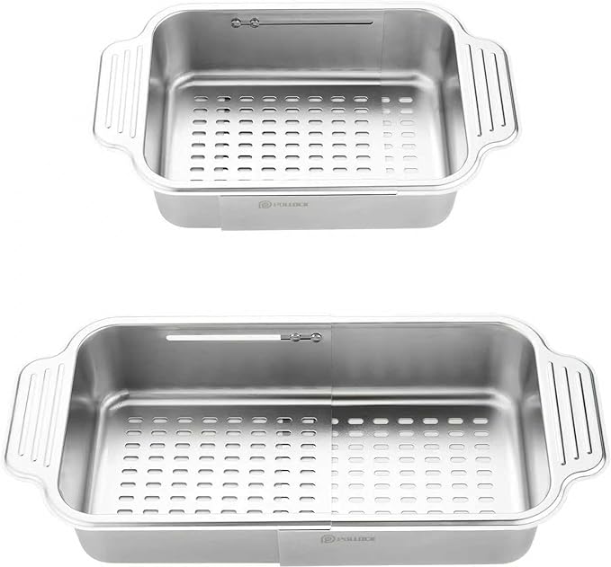 4 In 1 Collapsible Colander Strainer, 304 Stainless Steel Expandable Over the Sink Colander, Foldable Large Colanders Basket to Wash Vegetable and Fruits, Drain Cooked Pasta and Dry Dishes
