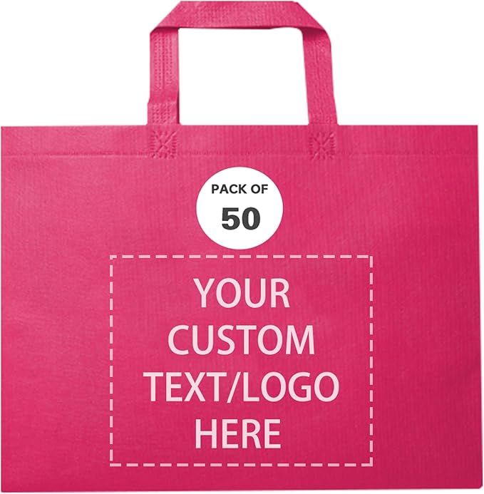 Custom Tote Bags Set of 50, Bulk Pack Grocery Shopping Travel Business Activities advertisement Reusable Bag