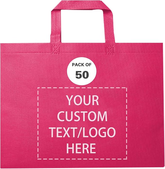 Custom Tote Bags Set of 50, Bulk Pack Grocery Shopping Travel Business Activities advertisement Reusable Bag