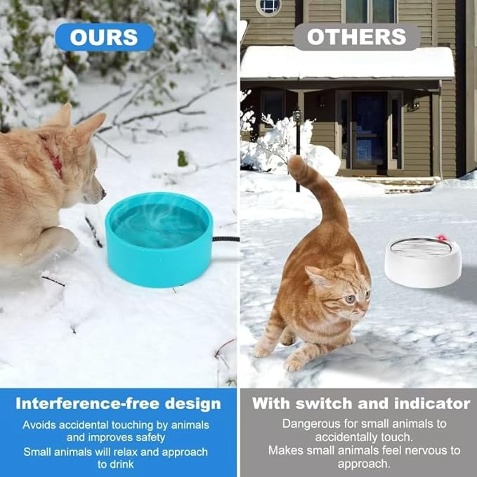 Heated Water Bowl for Cats Dogs Outside, 3.2L Winter Heated Dog Water Dish, Heated Dog Water Bowl Outdoor, Thermostatic Control Anti-freeze Heated Pet Water Bowl for Chicken,Duck,Goose,Rabbit