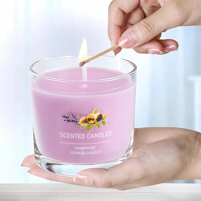 Scented Aromatherapy Soy Candle Gift Set, 100% Natural Soy Wax, Eco-Friendly, Hand-Poured, Relaxing Scented Candles for Home, Spa, Gifts(Pink + Purple + White, 7 oz)