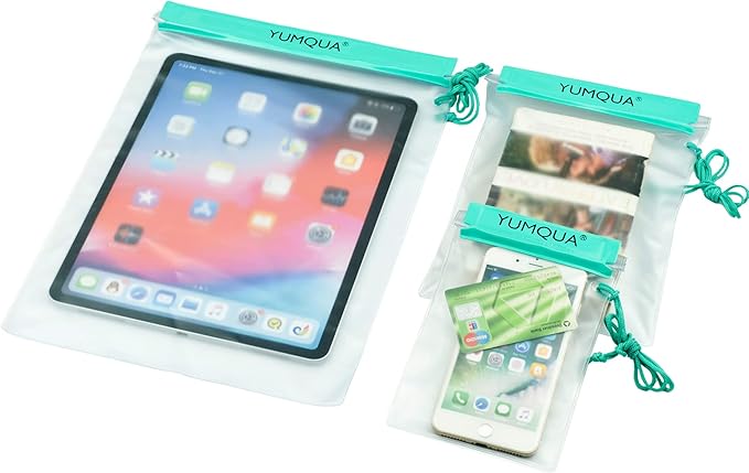 YUMQUA Clear Waterproof Bags, 3PACK Water Tight Cases Water Proof Pouch Small Dry Bags for Camera Mobile Phone Maps Pouch Kayak Military Boating Document Holder