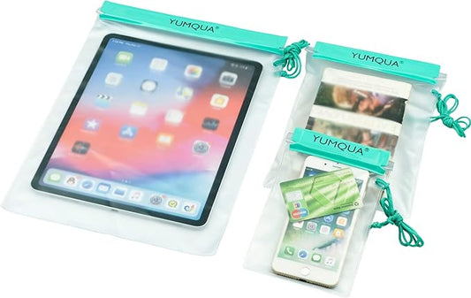 YUMQUA Clear Waterproof Bags, 3PACK Water Tight Cases Water Proof Pouch Small Dry Bags for Camera Mobile Phone Maps Pouch Kayak Military Boating Document Holder