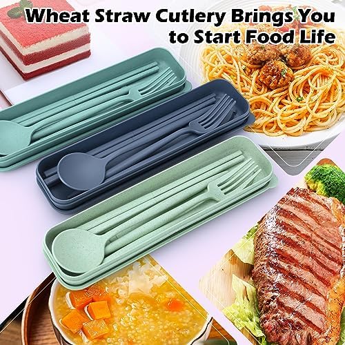 4 Sets Reusable Utensils Set with Case,Travel Utensils with Case,Reusable Utensils for Lunch Box accessories,Portable Chopsticks Knife Fork and Spoon Lunch Utensils Set for Travel Daily Use - Image 6