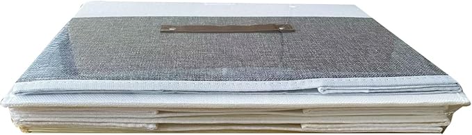 OUTBROS Foldable Storage Boxes, Large Linen Fabric, 15 x 9.8 x 9.8 inch, White/Grey, 3-Pack
