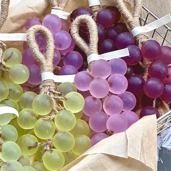 Handmade Grape Soap on a Rope, Natural Cold Process Cluster Soap Bar for Hand Wash and Bath, Decorative & Long Lasting Fragrance, Gift Set for Women Men (1, F)