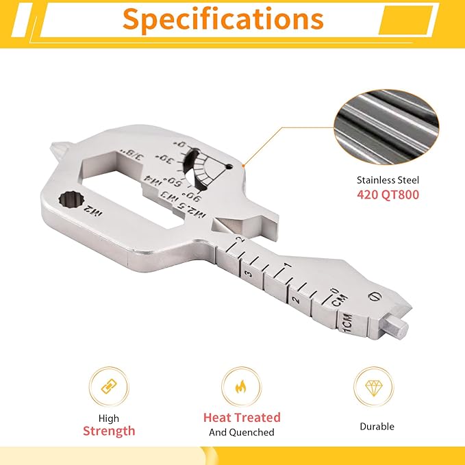 20-in-1 Key Shaped Pocket Multi Tool -2Pack Versatile EDC Gadgets, Bottle Opener Keychain, Screwdriver Keychain, Ideal Gifts Multipurpose Tool, Compact EDC Keychain, Silver