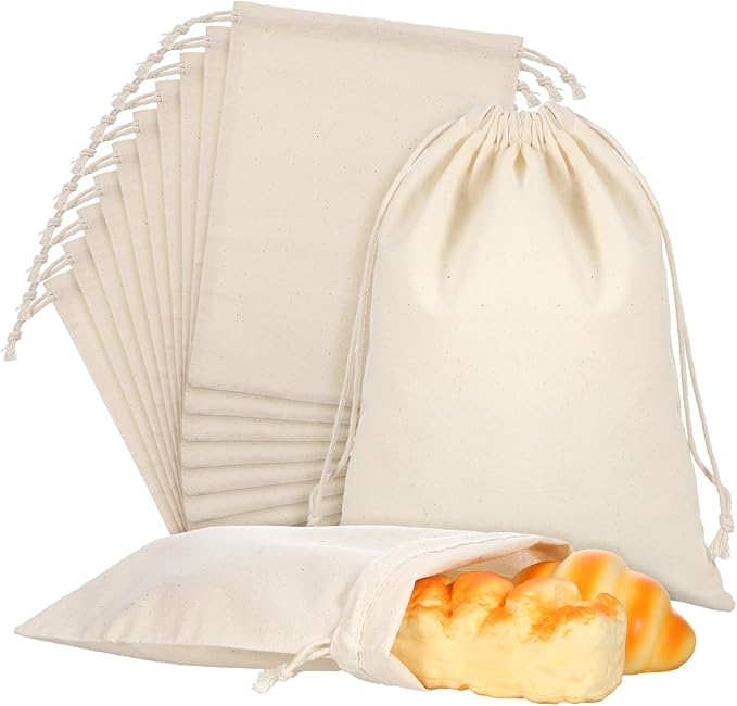 20 Pcs Cotton Storage Bags,8X10 inch Cotton Drawstring Bags,Reusable Produce Bag,Washable Muslin Storage Bag,Natural Canvas Fabric Sachet,for Vegetables Fruit & Grocery Shopping Home Supplies