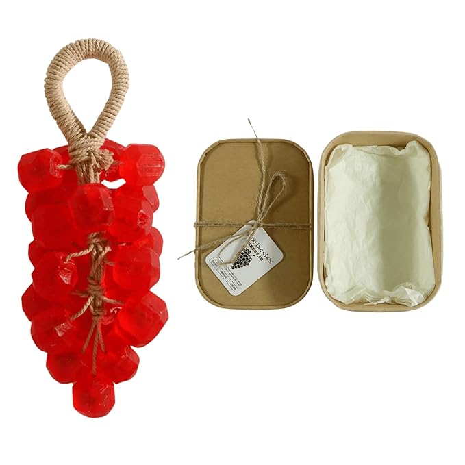 Grape Soap, Handmade Grape Soap on a Rope, Crystal Grapes Shaped with Natural Ingredients, Christmas Decorative Hand Soaps for Washing Hands & Fresh Air, Gift Choice for Women Men (Rose B)