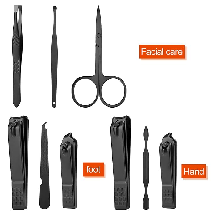 Manicure set Men Personal Care Tools Accessories Finger and Toe Nail Clippers Kit Professional Manicure Pedicure Kit With Travel Case Nail Grooming Kit Present for Men Women Stocking Stuffers