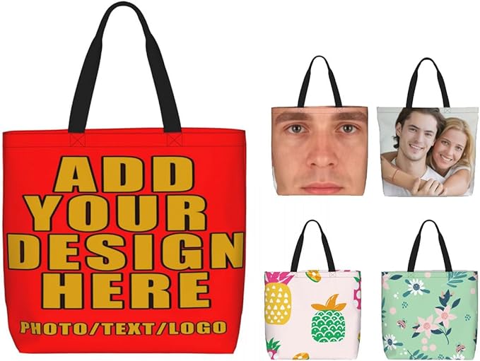Custom Large Black Tote Bag With Pocket Extra Large Reusable Grocery Bags