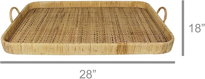 HomArt Cayman Grand Rectangle Tray, 28-inch Length, Rattan